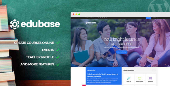 Edubase Course by Opal_WP is a WordPress theme for colleges and universities which features Retina display support, parallax elements, support for RTL languages, Mega Menu, fully responsive layouts, Revolution Slider, WooCommerce integration, clean design, Bootstrap framework utilization, has a portfolio layout option, masonry post layouts and a grid layout.