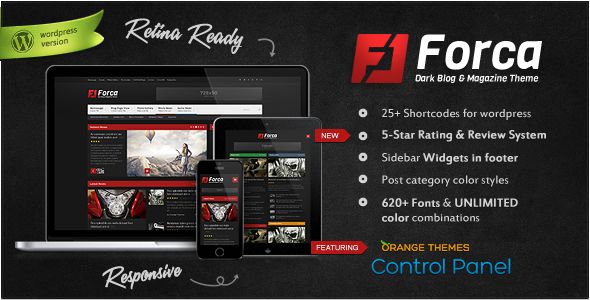 Forca by Orange-themes is a news magazine WordPress theme which features Retina display support, fully responsive layouts, search engine optimization, Google Fonts support, Revolution Slider, WooCommerce integration, clean design, magazine style layouts, blogging related layouts and optimizations, flat design aesthetics and minimal design.