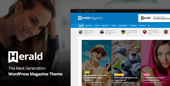 Herald by Meks is a news magazine WordPress theme which features support for RTL languages, fully responsive layouts, search engine optimization, Revolution Slider, clean design, Bootstrap framework utilization, magazine style layouts and is great for your personal site.