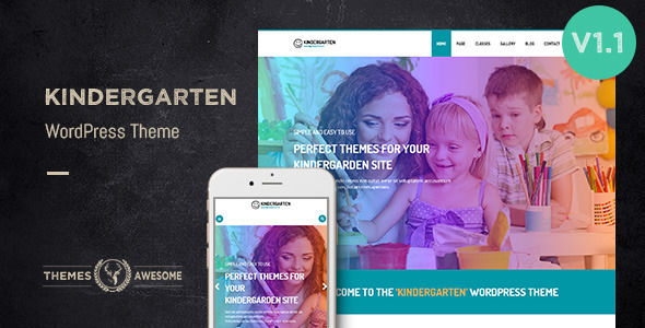 Kindergarten WordPress Theme For Children School by Themesawesome is a educational WordPress theme which features fully responsive layouts, search engine optimization, Google Fonts support, Bootstrap framework utilization and Colorful.