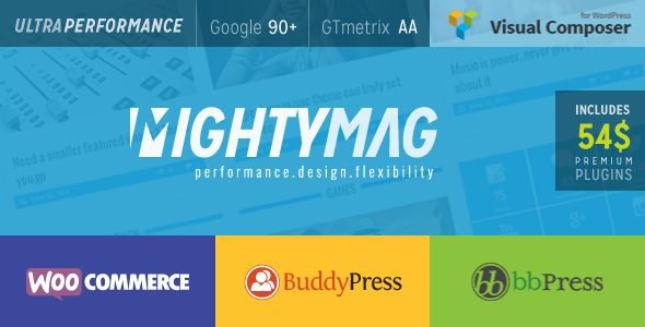 MightyMag by Djwd is a news magazine WordPress theme which features Retina display support, support for RTL languages, Mega Menu, fully responsive layouts, search engine optimization, Google Fonts support, Revolution Slider, WooCommerce integration, clean design, Bootstrap framework utilization, magazine style layouts, a grid layout and minimal design.