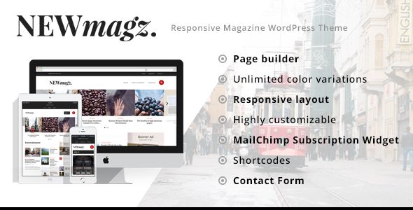 NewMagz by ThemeWarriors is a news magazine WordPress theme which features support for RTL languages, fully responsive layouts, Revolution Slider, clean design, magazine style layouts and is great for your personal site.