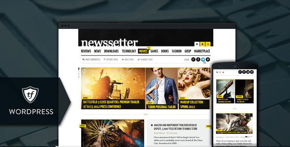 NewsSetter by ThemeFuse is a news magazine WordPress theme which features Retina display support, Mega Menu, fully responsive layouts, search engine optimization, magazine style layouts and corporate style visuals.