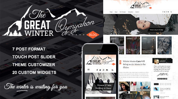 Oymyakon by MyPreview is a great new WordPress theme which features Retina display support, support for RTL languages, fully responsive layouts, Google Fonts support, Bootstrap framework utilization and is great for your personal site.