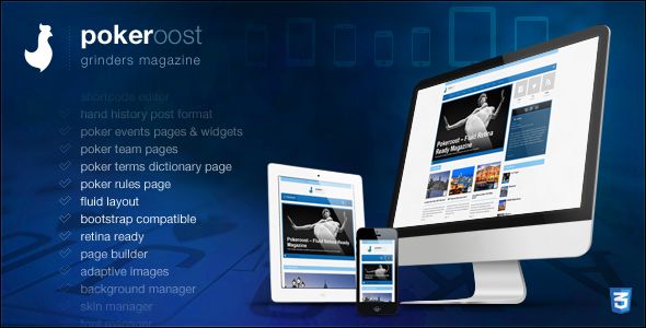 PokeRoost by Sinote is a news magazine WordPress theme which features Retina display support, one page layouts, fully responsive layouts, Google Fonts support, Revolution Slider, Bootstrap framework utilization, can be used for your portfolio, magazine style layouts, corporate style visuals and a grid layout.