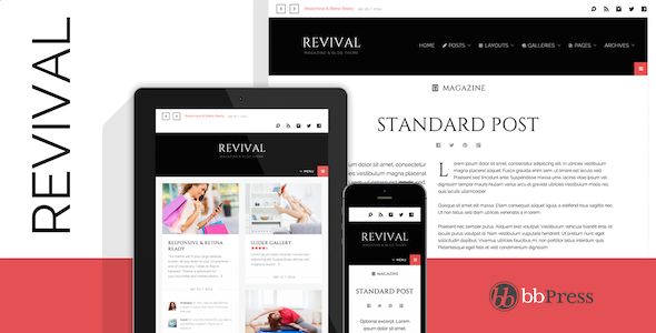 Revival by Themeous is a news magazine WordPress theme which features Retina display support, fully responsive layouts, search engine optimization, Google Fonts support, clean design, magazine style layouts, masonry post layouts, a grid layout and minimal design.