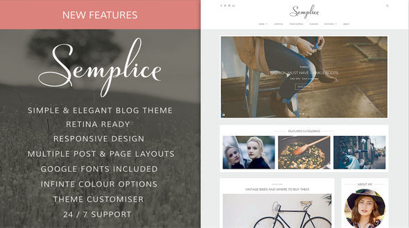 Semplice by Sculpture Qode is a great new WordPress theme which features Retina display support, support for RTL languages, fully responsive layouts, Google Fonts support, clean design, support for photo galleries, is great for your personal site and blogging related layouts and optimizations.