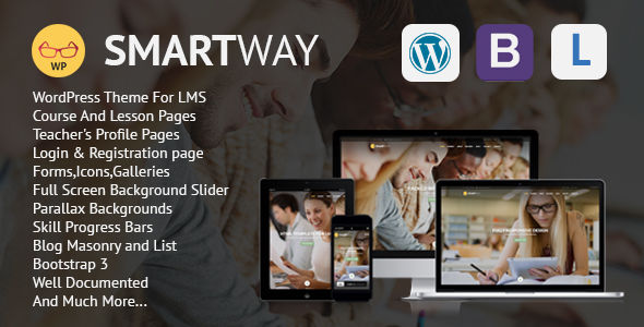 Smartway by BootExperts is a educational WordPress theme which features parallax elements, fully responsive layouts, Bootstrap framework utilization and masonry post layouts.