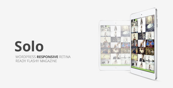 Solo by Mimo is a news magazine WordPress theme which features Retina display support, support for RTL languages, fully responsive layouts, Google Fonts support, Revolution Slider, can be used for your portfolio, magazine style layouts, is great for your personal site, flat design aesthetics, masonry post layouts, a grid layout and minimal design.