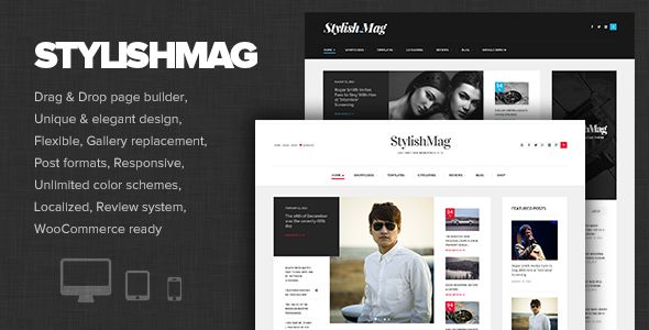 StylishMag by Dannci is a news magazine WordPress theme which features support for RTL languages, fully responsive layouts, search engine optimization, Google Fonts support, Revolution Slider, WooCommerce integration, magazine style layouts, is great for your personal site and blogging related layouts and optimizations.