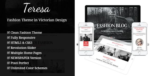Teresa by Gljivec is a news magazine WordPress theme which features one page layouts, fully responsive layouts, search engine optimization, Google Fonts support, Revolution Slider, WooCommerce integration, clean design, can be used for your portfolio, magazine style layouts, is great for your personal site and minimal design.