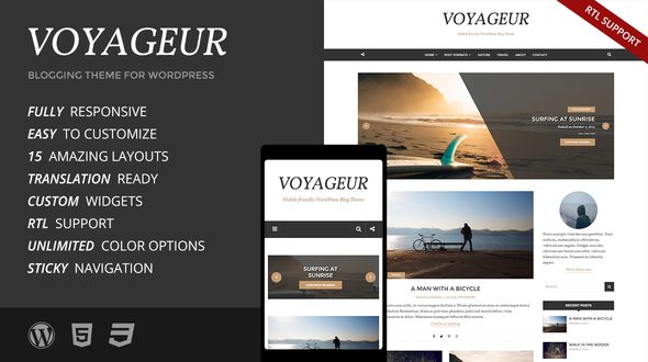 Voyageur by Prthemes is a great new WordPress theme which features support for RTL languages, fully responsive layouts and is great for your personal site.