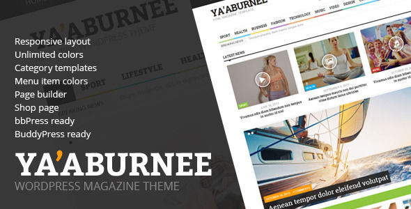 Ya by Different-themes is a news magazine WordPress theme which features Retina display support, fully responsive layouts, Google Fonts support, WooCommerce integration, can be used for your portfolio, magazine style layouts, a grid layout and minimal design.