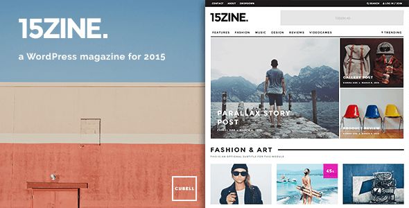 Zine by Cubell is a news magazine WordPress theme which features Retina display support, parallax elements, support for RTL languages, Mega Menu, fully responsive layouts, search engine optimization, Google Fonts support, Revolution Slider, WooCommerce integration, clean design, magazine style layouts, is great for your personal site, a grid layout and minimal design.