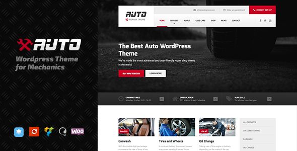 Auto by ProteusThemes is a WordPress theme for automotive websites which features Retina display support, fully responsive layouts, search engine optimization, Revolution Slider, WooCommerce integration, clean design, Bootstrap framework utilization, support for photo galleries, can be used for your portfolio and a grid layout.