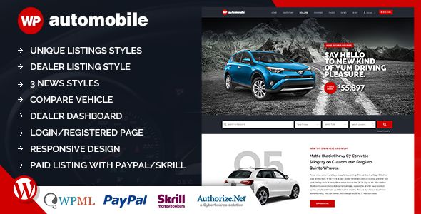 AutoMobile by Chimpstudio is a WordPress theme for automotive websites which features fully responsive layouts, WooCommerce integration and Bootstrap framework utilization.