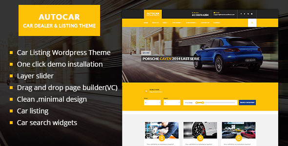 Car Dealer WordPress Theme by Kamleshyadav is a WordPress theme for automotive websites which features one page layouts, fully responsive layouts, Google Fonts support, Revolution Slider, WooCommerce integration, Bootstrap framework utilization and a grid layout.
