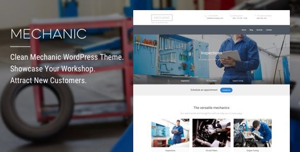 Mechanic by ThemeTrail is a WordPress theme for automotive websites which features Retina display support, support for RTL languages, fully responsive layouts, Google Fonts support, Revolution Slider, Bootstrap framework utilization, corporate style visuals, masonry post layouts and a grid layout.