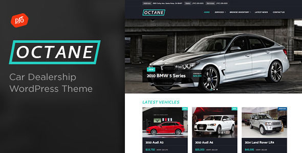 Octane by ProgressionStudios is a WordPress theme for automotive websites which features Retina display support, Mega Menu, fully responsive layouts, search engine optimization and Revolution Slider.
