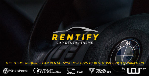 Rentify by Uouapps is a WordPress theme for automotive websites which features support for RTL languages, fully responsive layouts, clean design and Bootstrap framework utilization.