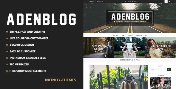 Aden by Infinity-Themes (video blog WordPress theme)