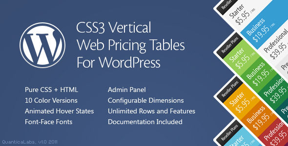 CSS Vertical Web Pricing Tables For WordPress by QuanticaLabs (pricing table plugin)