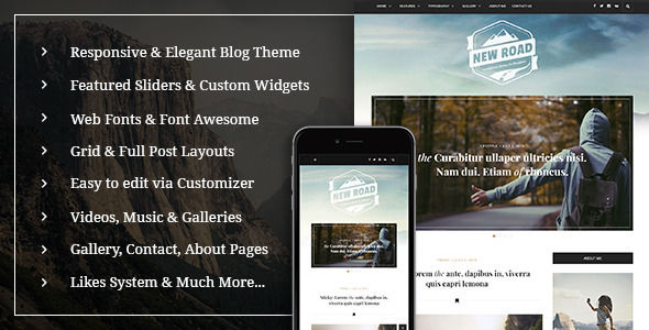 NewRoad by Wwwebinvader (video blog WordPress theme)