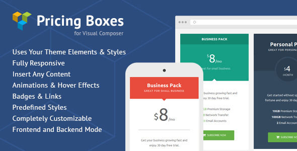 Pricing Boxes For Visual Composer by MNKY (pricing table plugin)