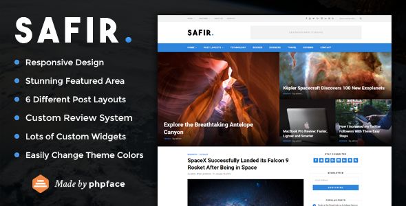 Safir by Phpface (video blog WordPress theme)