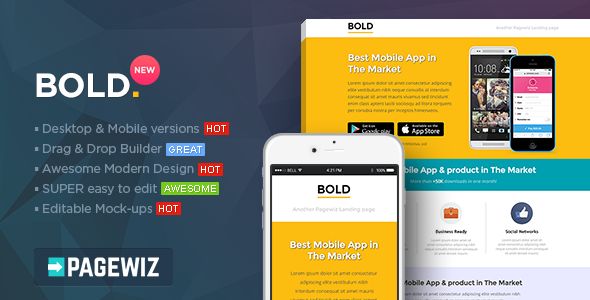 BOLD by PixFort (landing page template for PageWiz)