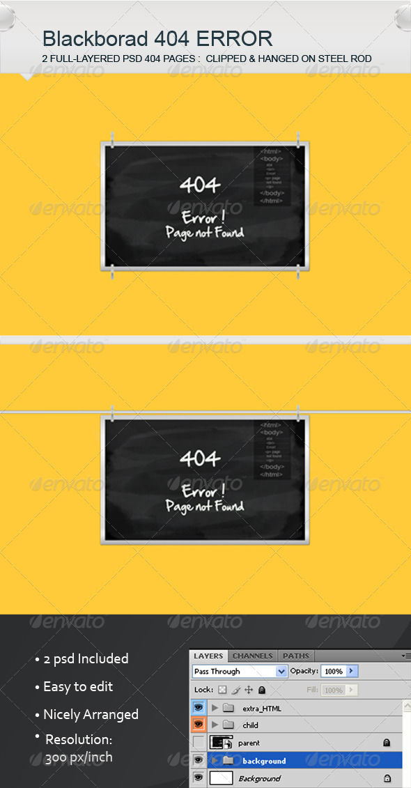Black Board Error Pages by AddtoFavorites (layered 404 page template)