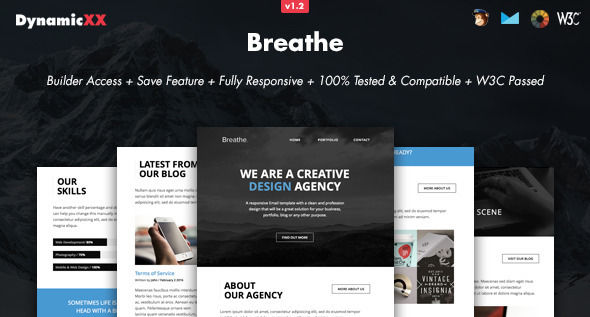 Breathe by DynamicXX (email templates for use with Mailchimp)