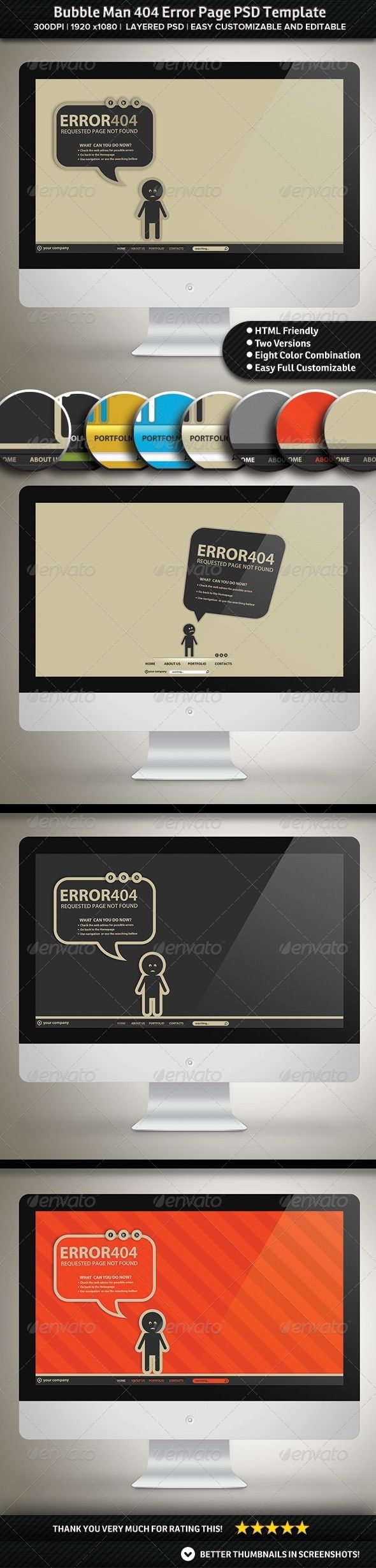 Bubble Man Error Page PSD Template by AddtoFavorites (layered 404 page template)