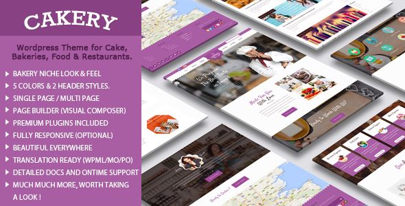 Cakery by Templatation (WordPress theme for bakeries, cafes and food retail stores)