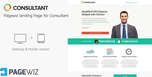 Consultant Pagewiz Landing Page Template by IWebStudio (landing page template for PageWiz)