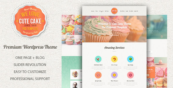 Cute Cake by HighThemes (WordPress theme for bakeries, cafes and food retail stores)