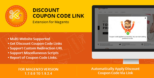 Discount Coupon Code Link Extension For Magento by Themezaa (Magento extension)