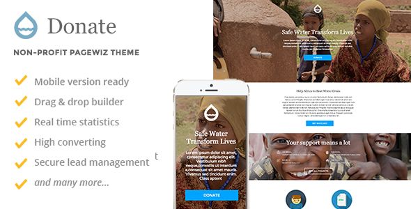 Donate by Slidehack (landing page template for PageWiz)