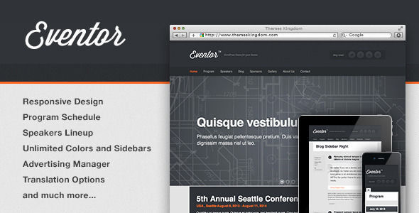 Eventor by Themeskingdom (event & conference WordPress theme)