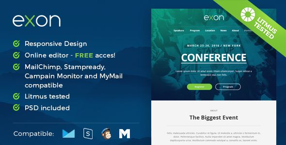 Exon by MaestoMail (email templates for use with Mailchimp)