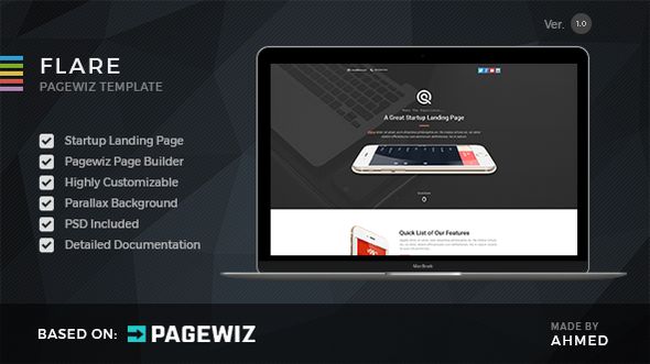 Flare by Morad (landing page template for PageWiz)