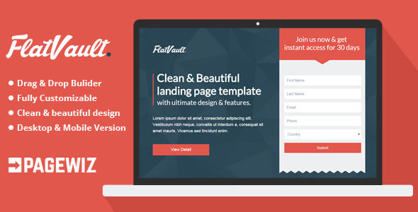 Flat Vault by Demustang (landing page template for PageWiz)