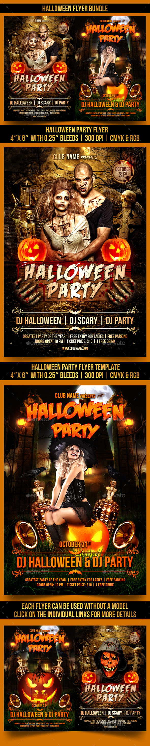 Halloween Flyer Bundle by Gugulanul (Halloween party flyer)