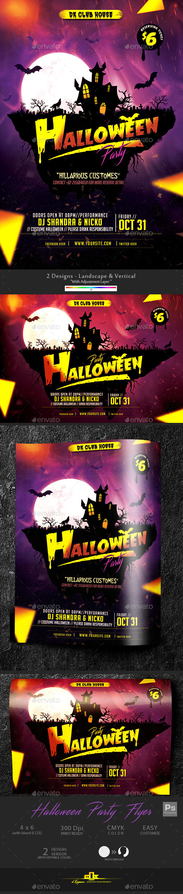 Halloween Flyer Template by Dkasparov (Halloween party flyer)