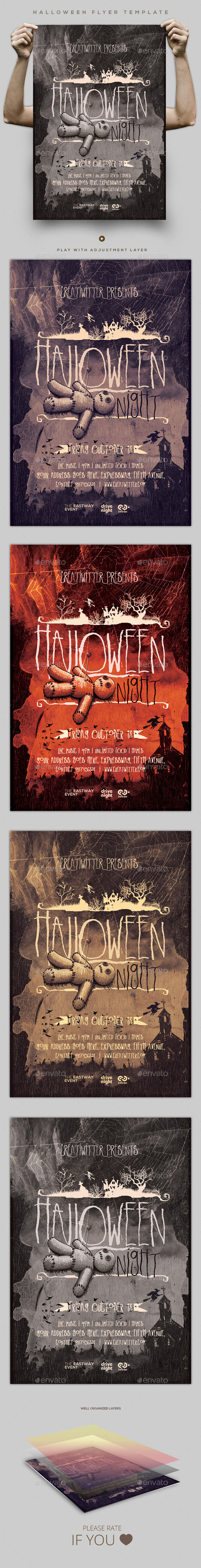 Halloween Flyer Template by Creatwitter (Halloween party flyer)