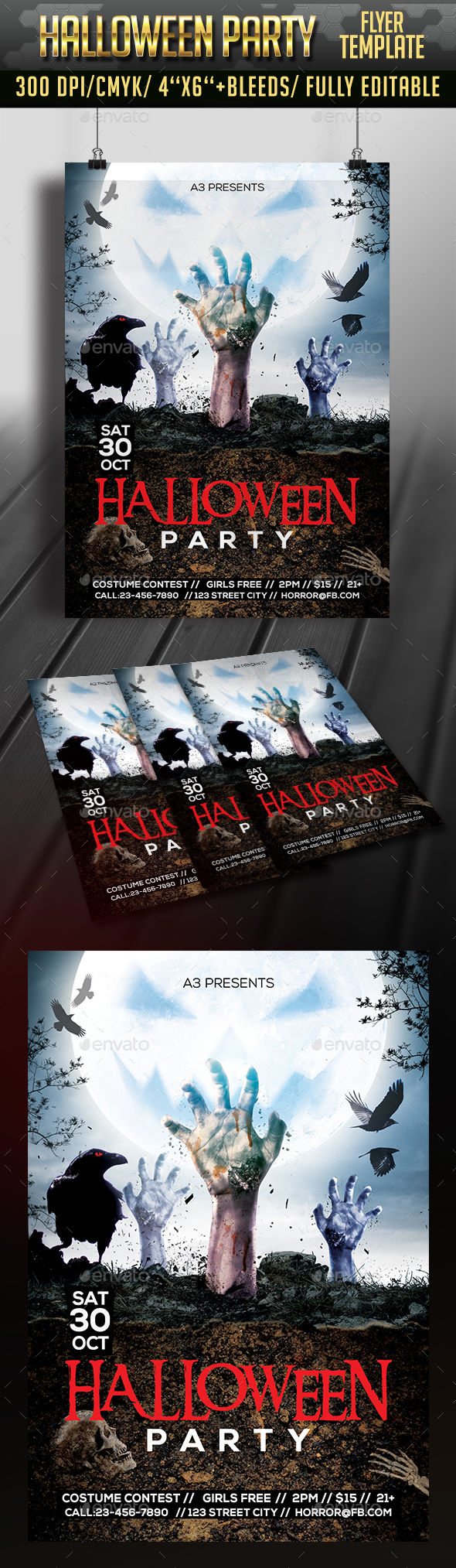 Halloween Flyer Template by Arrow3000 (Halloween party flyer)