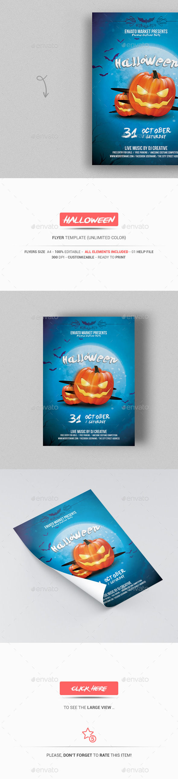Halloween Flyer Template by GraphicExpert (Halloween party flyer)