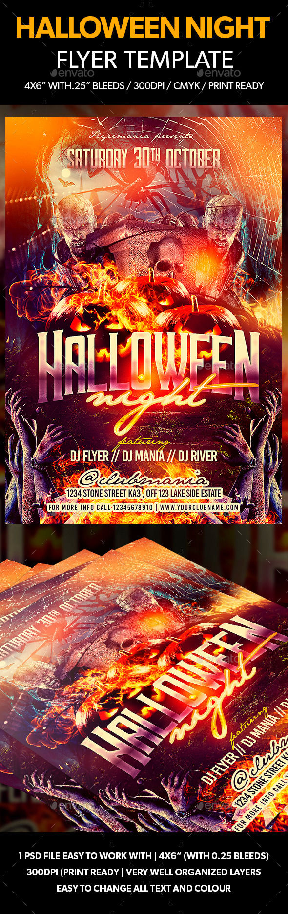Halloween Night Flyer Template by Flyermania (Halloween party flyer)