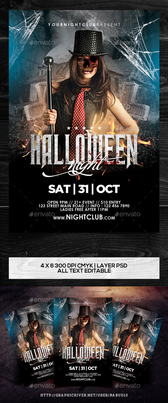 Halloween Night Flyer Template by Angkalimabelas (Halloween party flyer)