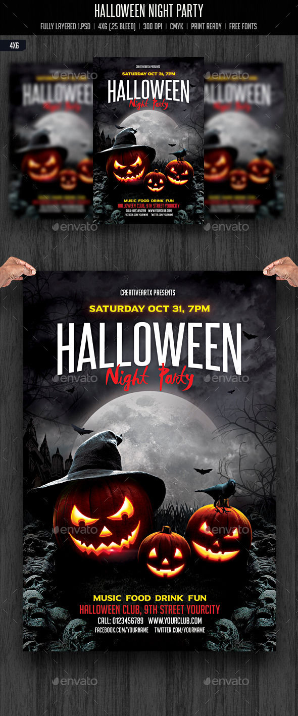 Halloween Night Party by Creativeartx (Halloween party flyer)